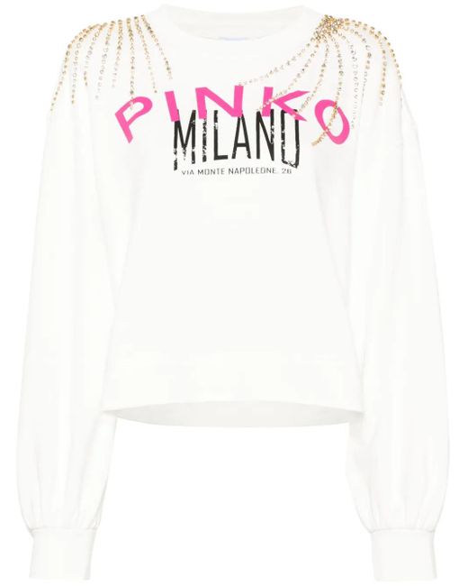Pinko White Cities Sweatshirt, Cloud