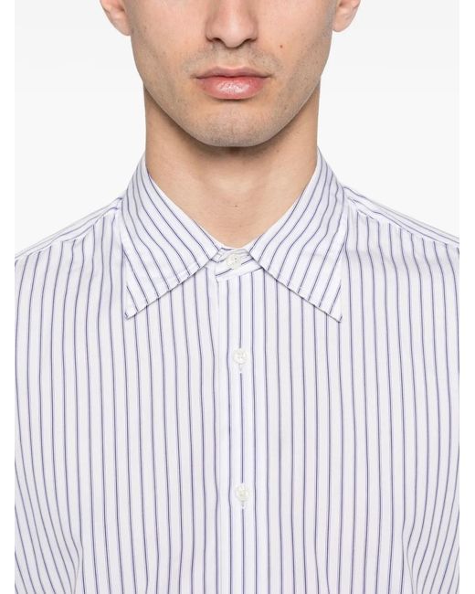 Fursac White Striped-Pattern Long-Sleeve Shirt for men