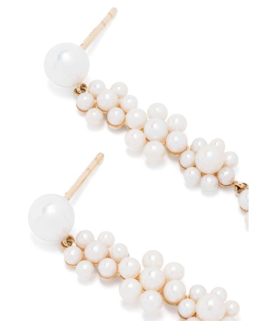 14kt yellow gold Grande Fleur Jeanne pearl drop earrings Sophie Bille Brahe de color White