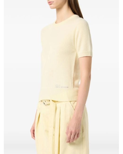 Blumarine Natural Short-Sleeve Sweater