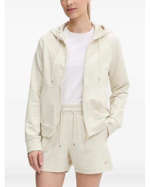 EA7 Women's White Zip-Front Hoodie