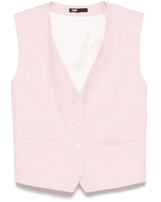 Maje Pink Single-Breasted Waistcoat