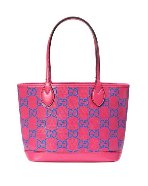 Gucci Pink GG-embossed Leather Tote Bag