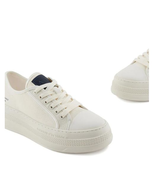 ARMANI EXCHANGE White Canvas Platform Sneakers