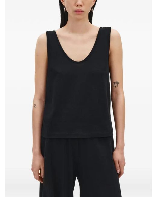 BITE STUDIOS Black Crepe Tank Top