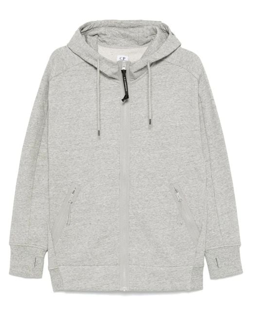 C P Company Gray Goggles-Detail Zip-Up Hoodie for men