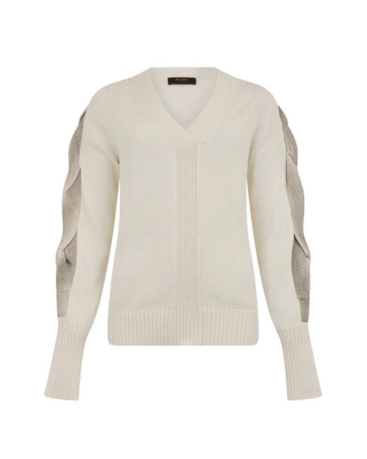Moorer White V-Neck Sweater