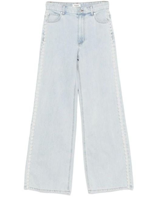 Sandro Blue Pearl-Detail Jeans
