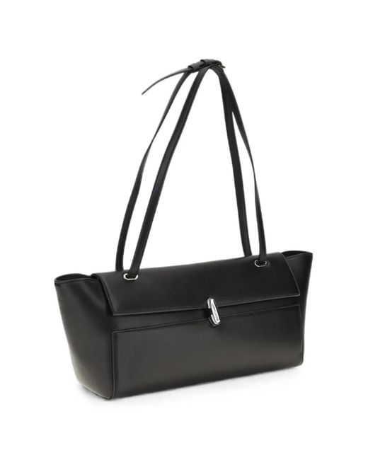 SAVETTE Black Symmetry Trapeze Leather Shoulder Bag