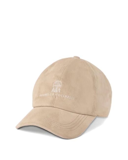 Casquette Brodée En Daim Brunello Cucinelli pour homme en coloris Natural