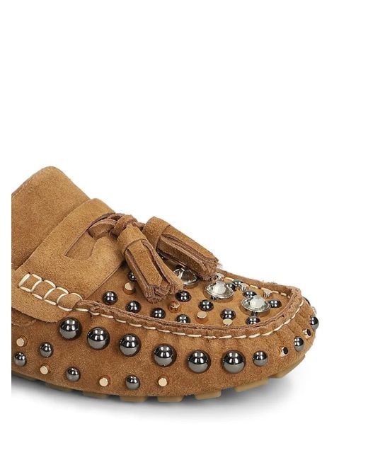 strategia shoes Brown Mykonos Studded Tassel Loafers