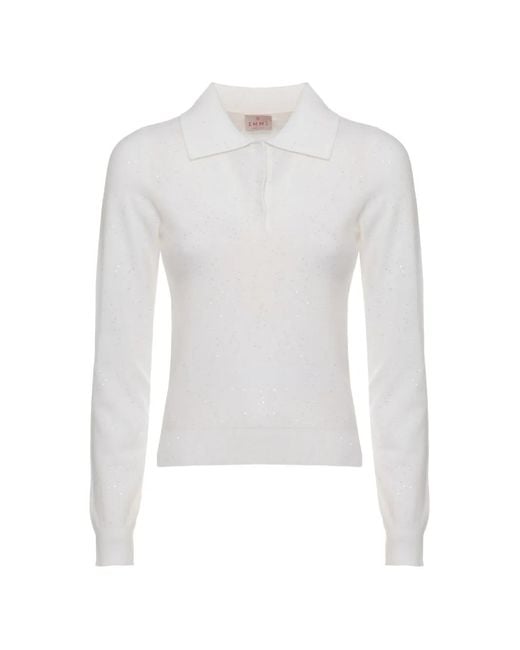 Emme White Sequin-Embellished Polo Top