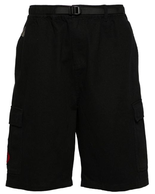 Vision Of Super Black Flames-patch Twill Cargo Shorts for men