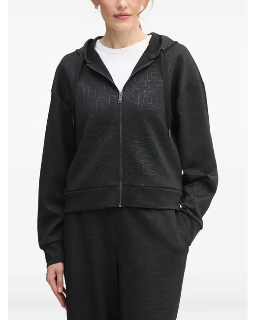 DKNY Black Drawstring Zip-Up Hoodie