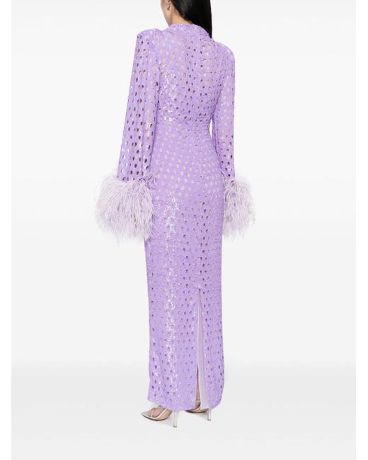 Rachel Gilbert Purple Mara Perforated Gown