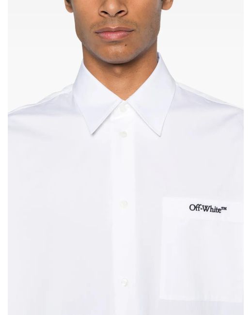 Off-White c/o Virgil Abloh White Logo-Embroidered Shirt for men