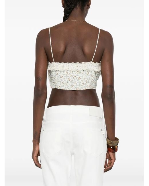 Ermanno Scervino White Floral Ruffled Top
