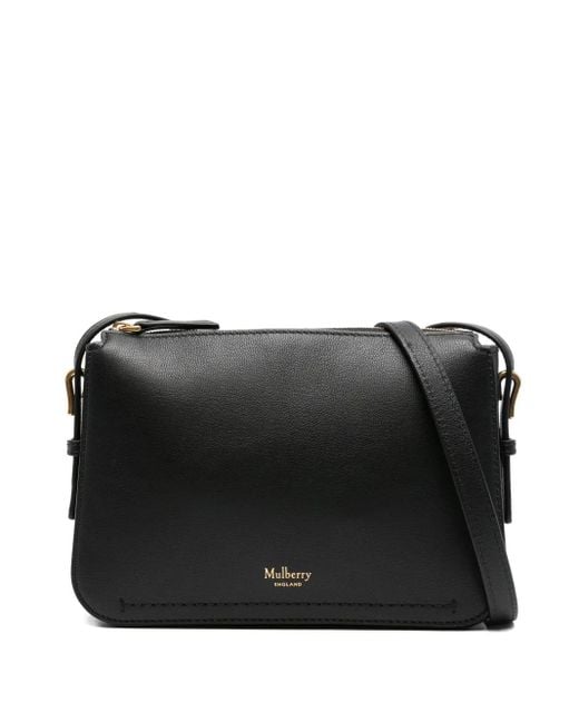 Mulberry Black Clovelly Leather Zip-Top Cross Body Bag