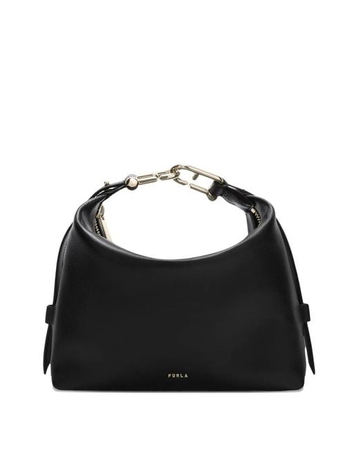 Furla レディース ブラック Tonie レザーショルダーバッグ M 【公式通販】