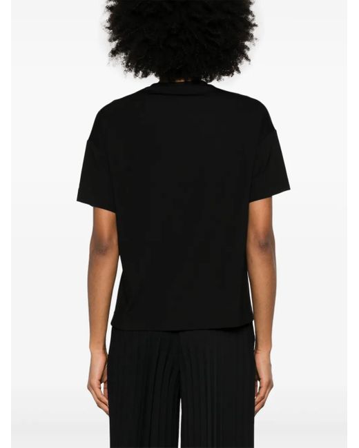 Nissa Black T-Shirt Mit Blumenapplikationen