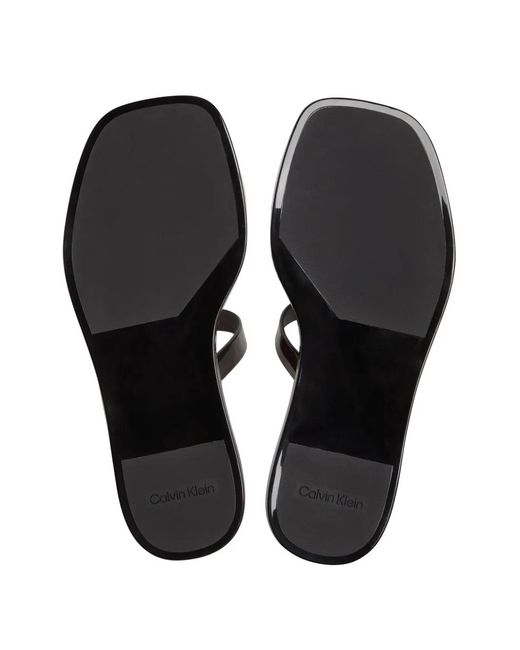 Calvin Klein White Double-Strap Slippers