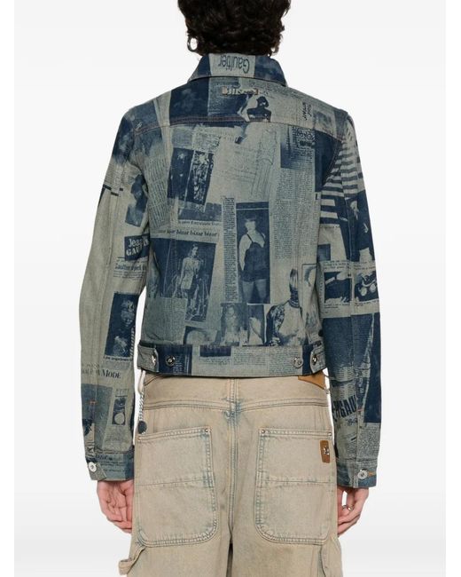 Jean Paul Gaultier Blue Newspaper-Print Denim Jacket