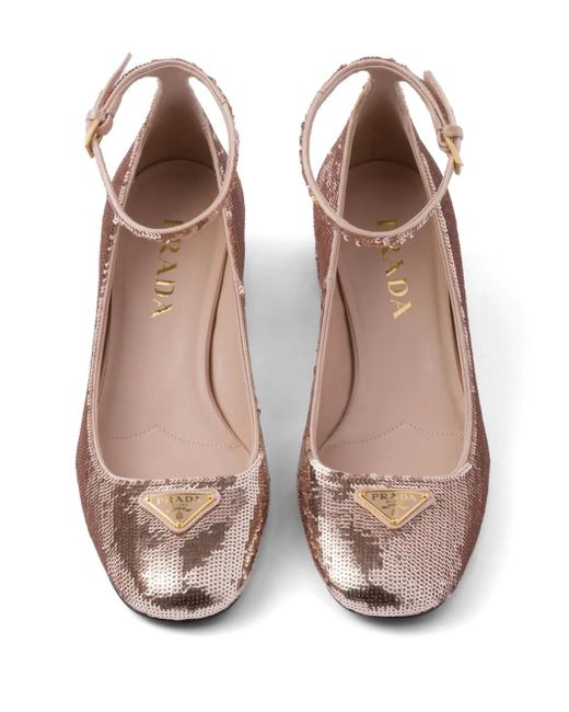 Prada Pink Pumps Mit Dreieckigem Logo 35Mm