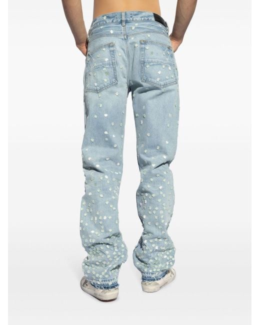Amiri Blue Spot-appliquéd Straight-leg Jeans for men