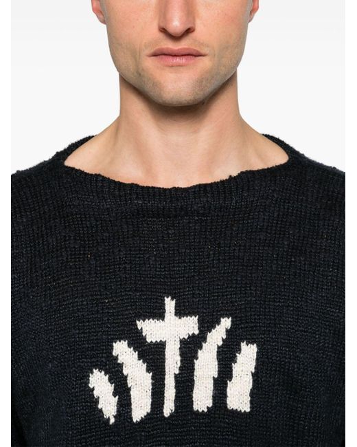 Visvim Black Intarsia-knit Silk Sweater for men