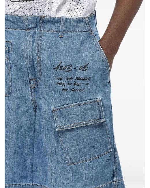 Off-White c/o Virgil Abloh Blue Graphic-Print Cargo Shorts for men