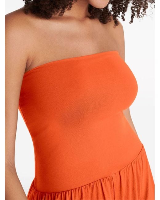 Eres Orange Ankara Strapless Maxi Dress