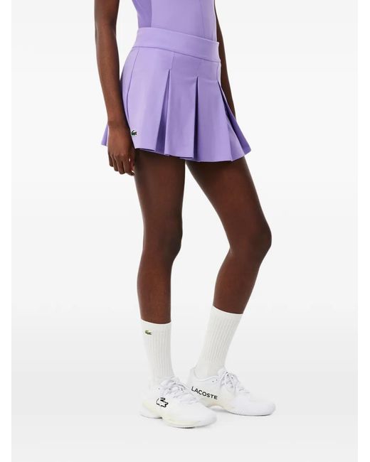 Lacoste Purple Pleated Logo-Patch Tennis Mini Skirt