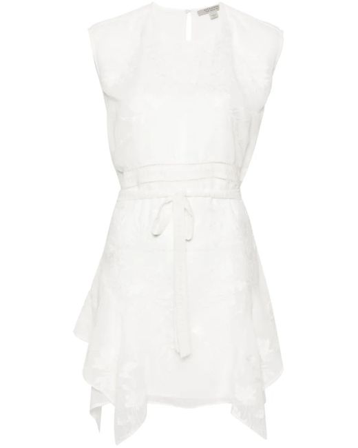 AllSaints White Audrina Floral-Embroidered Mini Dress