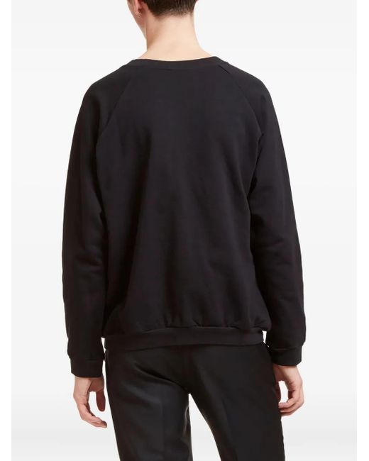 Aiezen Black Raglan-Sleeve Crew-Neck Sweater for men