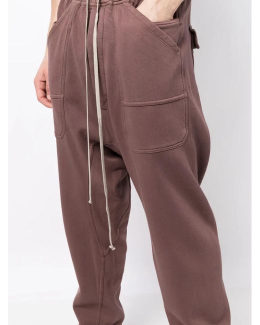 Rick Owens Brown Drawstring-Waistband Drop-Crotch Trousers for men