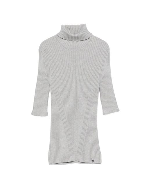 Herno White Turtleneck Short-Sleeve Sweater