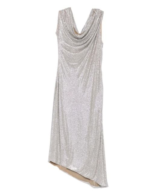 GIUSEPPE DI MORABITO White Cowl-Neck Chainmail Dress