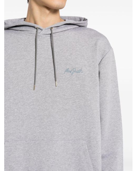 Paul Smith Gray Logo-embroidered Organic Cotton Hoodie for men