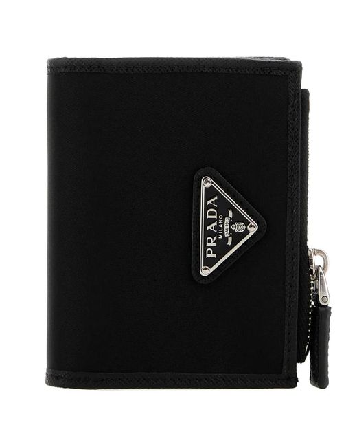 Prada Black Triangle-Logo Zipped Wallet for men
