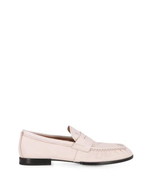 Tod's White Logo-Embossed Penny Loafers for men