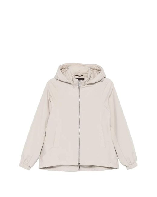 Moorer White Cylia Hooded Zip Jacket