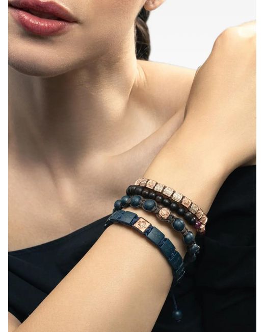 Shamballa Jewels Brown Beaded Ruby And Diamond Bracelet