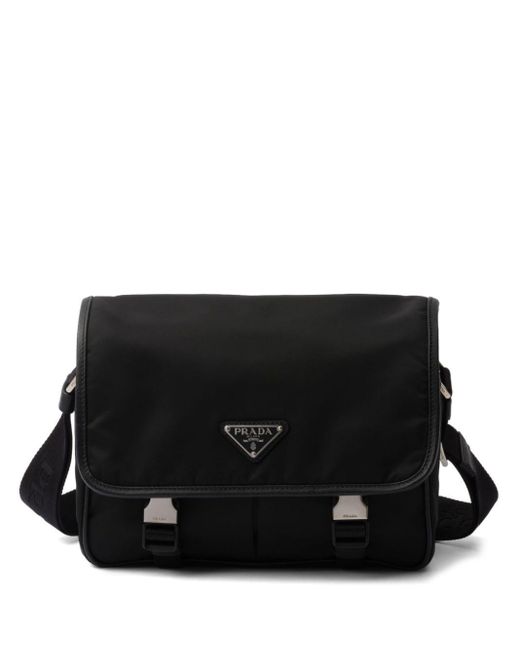 Prada Black Logo-appliqué Re-nylon Shoulder Bag for men