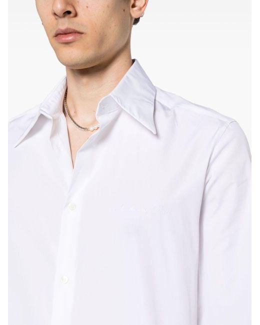 Balmain White Logo-embroidered Cotton Shirt for men