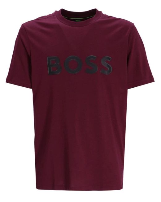 T-shirt en coton à logo imprimé Boss pour homme en coloris Red