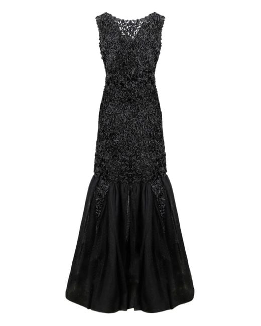 Alberta Ferretti Black Ruffled Gown