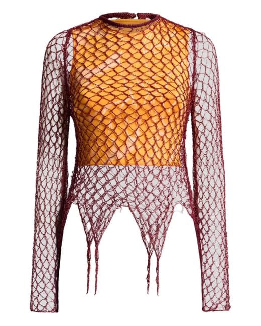 Etro Orange Open-Knit Sweater