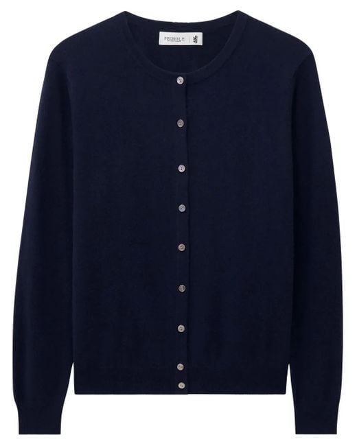 Pringle of Scotland Blue Crew-Neck Cashmere Cardigan