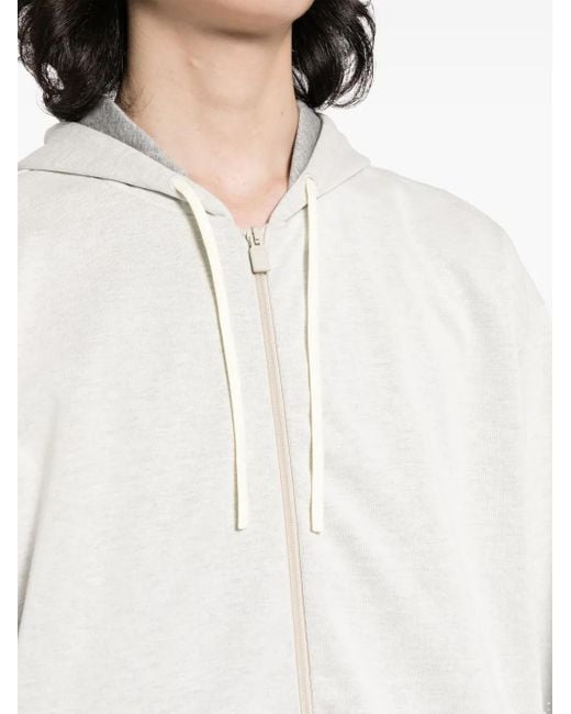 Lardini White Zip-Up Hoodie for men