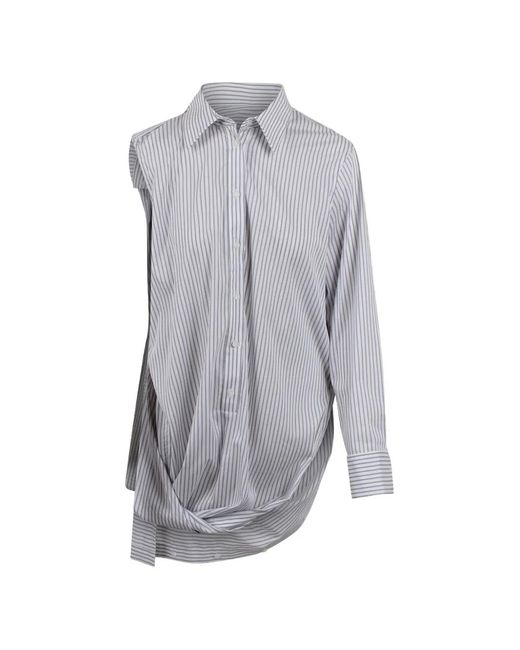 BALOSSA Gray Jadore Asymmetric Striped Shirt